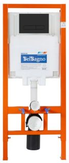 Комплект 4 в 1 BelBagno BB062CHR-MB/BB062SC-MB/BB002-80/BB007-PR-NERO.M унитаз подвесной COLORATO BB062CHR-MB с сиденьем BB062SC-MB система инсталляции для унитазов BB002-80 с кнопкой смыва BB007-PR-NERO.M